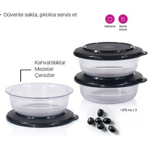 Tupperware 275 ml Kristal Sakalama Kabı 3 Adet