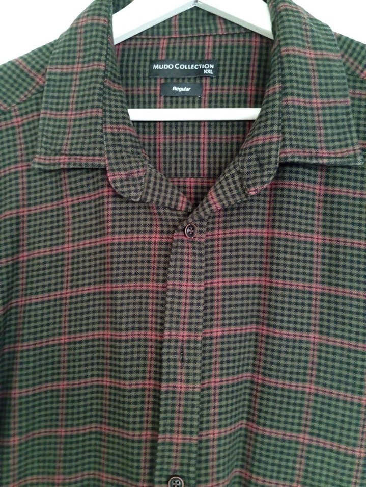 Düğmeli, Uzun Kollu Kahverengi Erkek Gömlek - Görsel 2