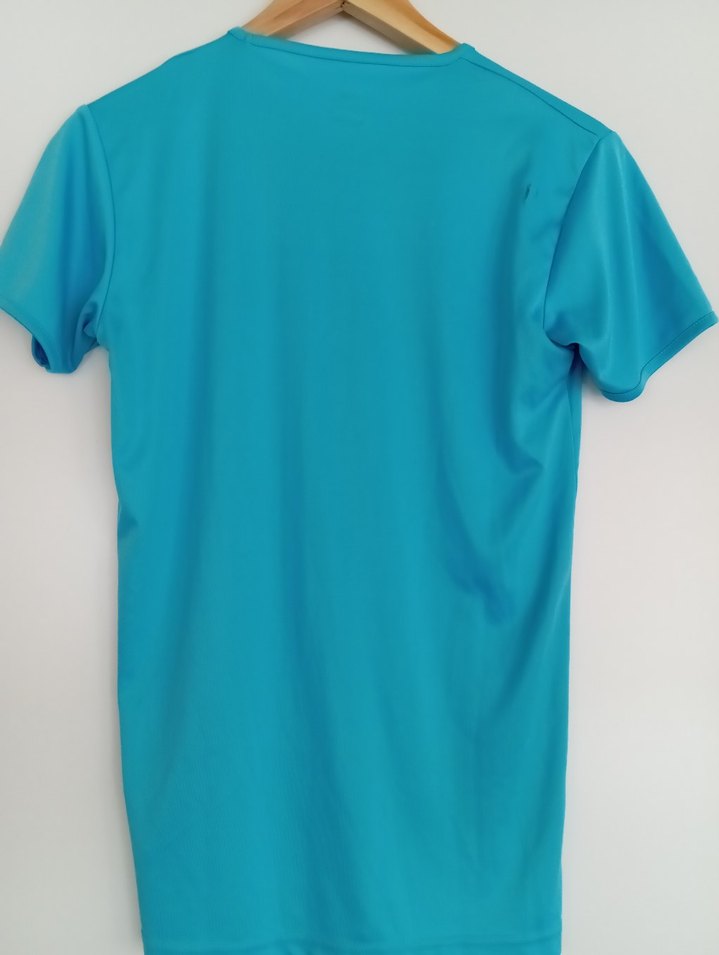 Mavi V Yaka Kısa Kollu spor Tişört - Görsel 2