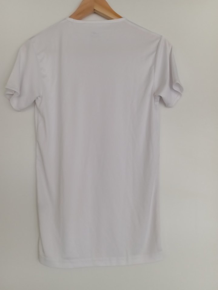 Erkek Beyaz V Yaka Slim Fit Tişört - Görsel 2