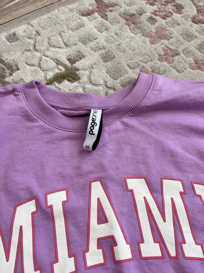 Mor Baskılı Kadın Sweatshirt - Görsel 2