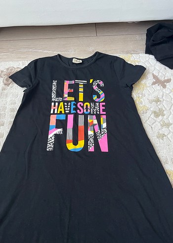 Renkli Baskılı Kız çocuk elbise Payetli - Görsel 3