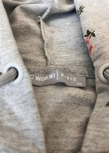 Gri Nakışlı Kapüşonlu Rahat Kadın Ceket - Görsel 2