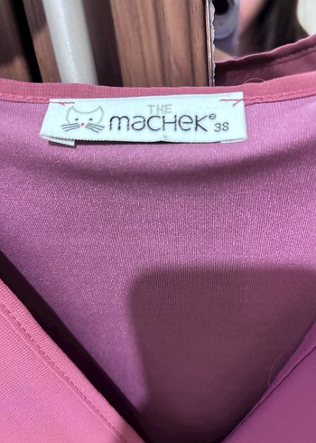 Mor V Yaka Uzun Drapeli Kadın Elbise - Görsel 2