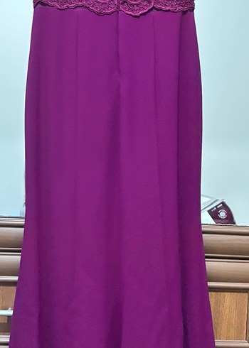 Fuşya Parlak balık Uzun Kadın abiye - Görsel 2