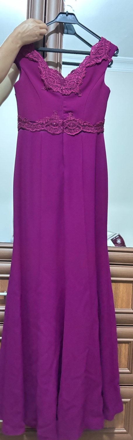 Fuşya Parlak balık Uzun Kadın abiye - Görsel 2