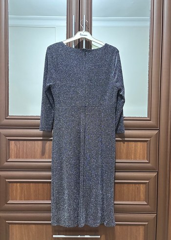 Gri Drapeli Uzun Kollu Kadın Abiye Elbise - Görsel 3