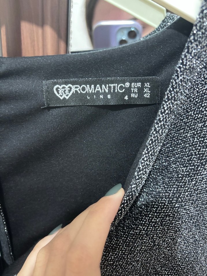 Gri Drapeli Uzun Kollu Kadın Abiye Elbise - Görsel 2