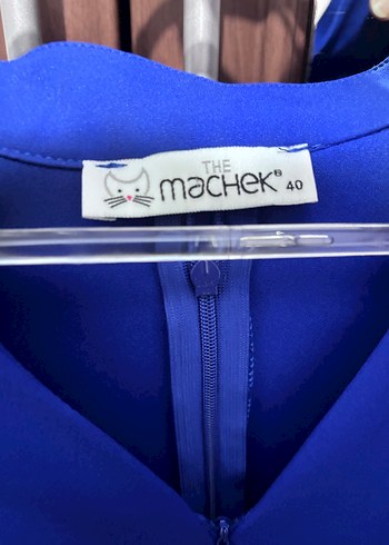 Parlak Mavi Kısa Kollu Kemerli Uzun elbise - Görsel 3