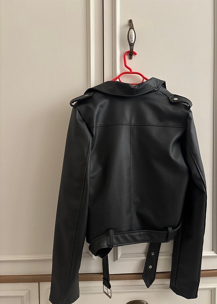 Kadın siyah deri ceket - Görsel 3