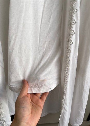 Uzun Beyaz Bohem Kadın Sabahlık - Görsel 2