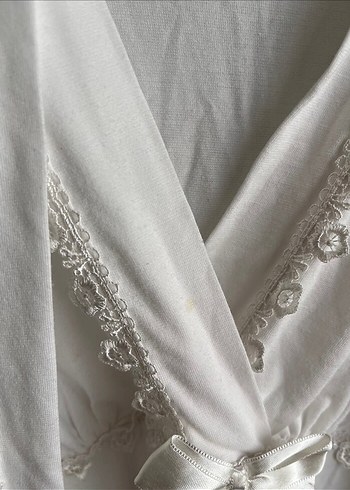 Uzun Beyaz Bohem Kadın Sabahlık - Görsel 3