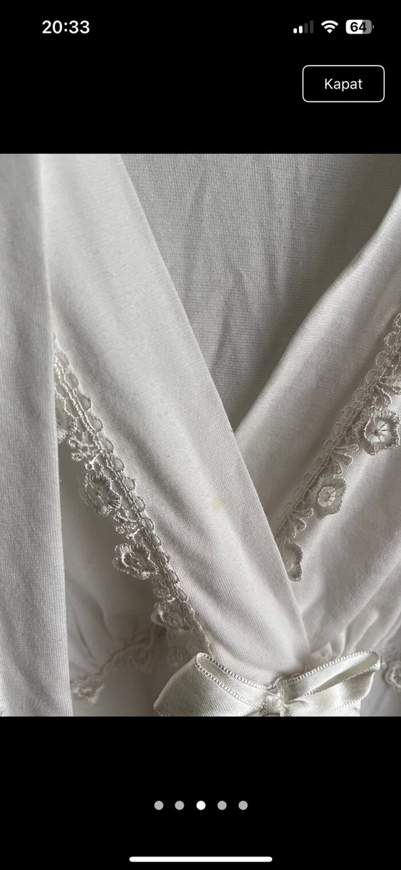 Uzun Beyaz Bohem Kadın Sabahlık - Görsel 3