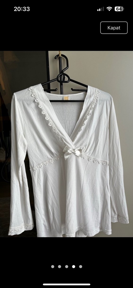 Uzun Beyaz Bohem Kadın Sabahlık - Görsel 4