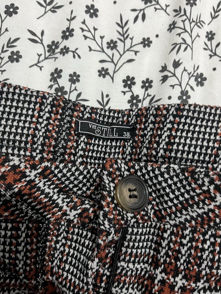 Kadın Gri Kareli Kumaş Pantolon - Görsel 2