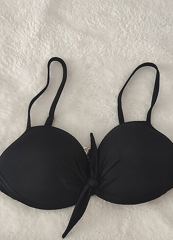 m Beden siyah Renk Suwen Önden Bağcıklı Dolgulu Bikini Üstü