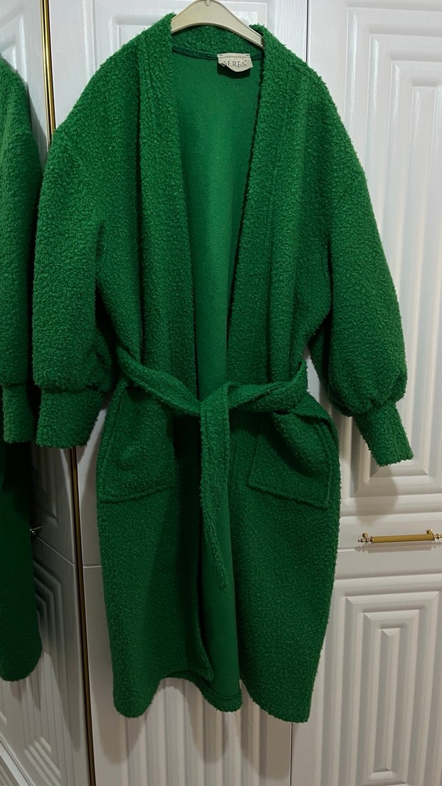 Uzun Yeşil Kadın Salaş Bornoz - Görsel 2