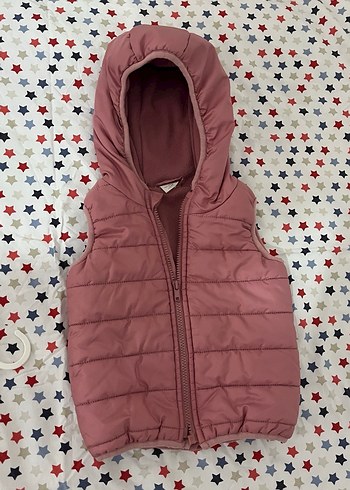 Kız Çocuk Kapüşonlu Pembe Fermuarlı Yelek - Görsel 2