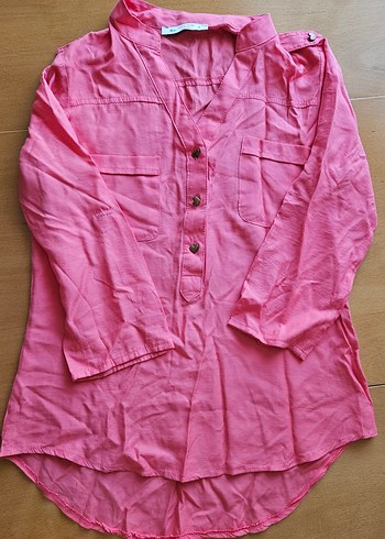 Pembe V Yaka Gömlek - Görsel 2