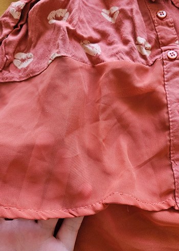 Altı Tüllü, Pembe, Öpücük Desenli Kadın Gömlek - Görsel 2