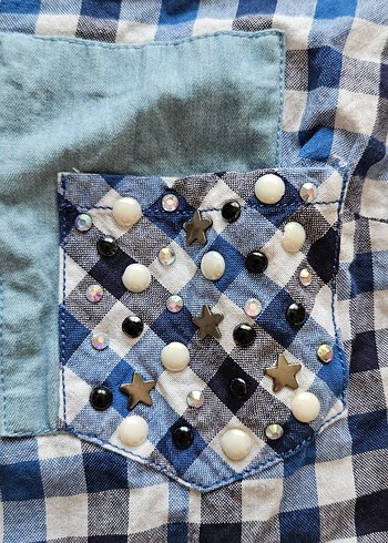 Taşlı Kısa Kollu Gömlek - Görsel 3