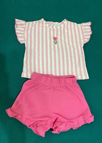 Pembe Nakışlı Bebek Kız Takımı