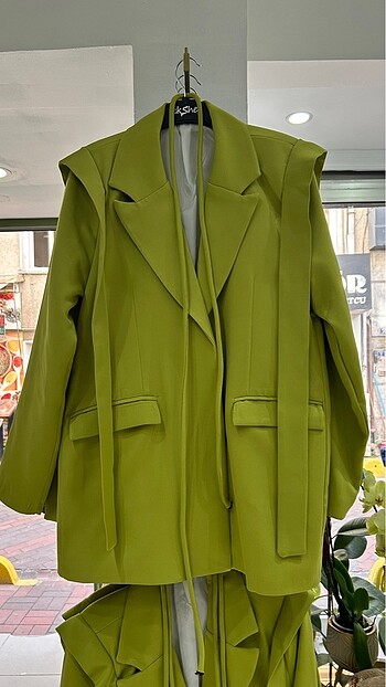 Yağ yeşili tasarım ceket