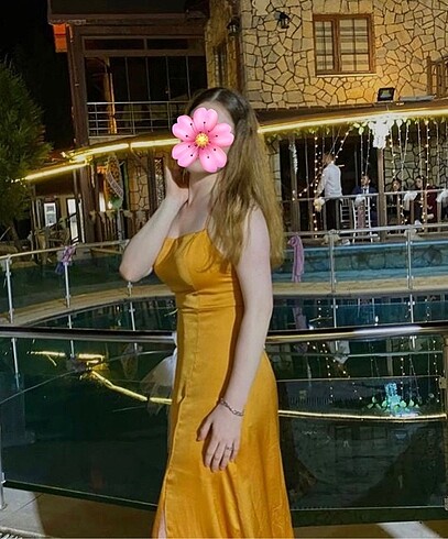 l Beden Trendyol Turuncu Sırt Dekolteli Elbise