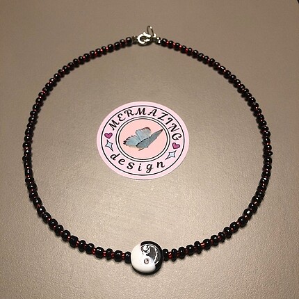 Murano yin yang detaylı kolye