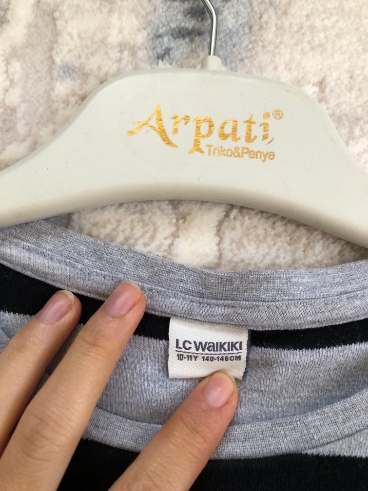 Kız çocuk çizgili kazak - Görsel 2