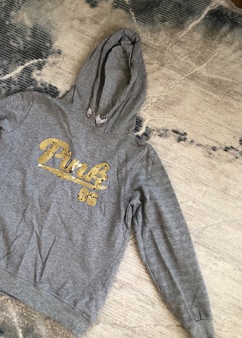 Gri Kapüşonlu Kadın Sweatshirt - Görsel 3