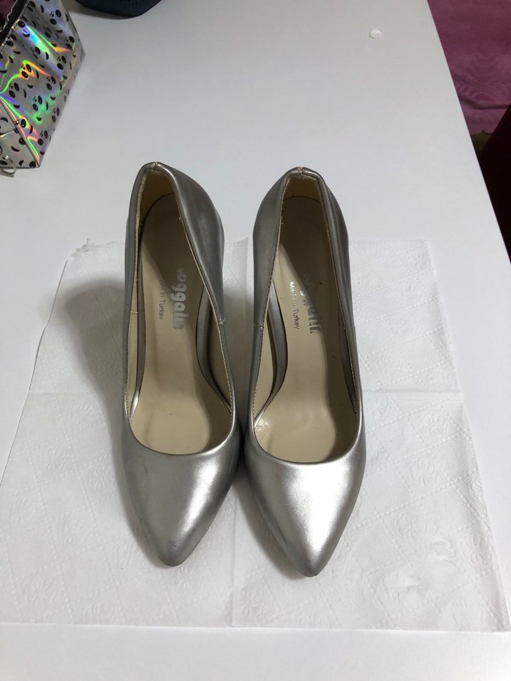 Gri Parlak Stiletto Kadın Ayakkabı - Görsel 2
