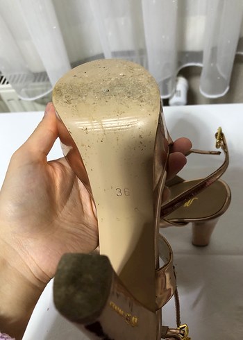 Altın Renkli Platform Topuklu Kadın Abiye Ayakkabı - Görsel 5