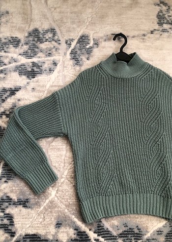 Yeşil Balıkçı Yaka Örgü Kadın Kazak - Görsel 2