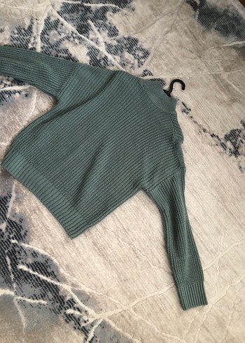 Yeşil Balıkçı Yaka Örgü Kadın Kazak - Görsel 5