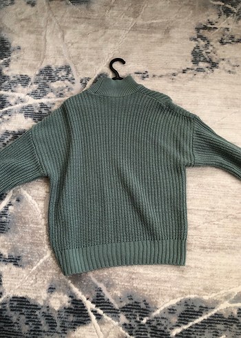 Yeşil Balıkçı Yaka Örgü Kadın Kazak - Görsel 4