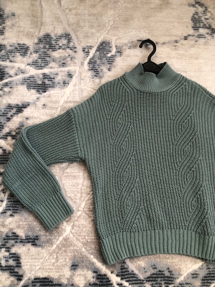 Yeşil Balıkçı Yaka Örgü Kadın Kazak - Görsel 2