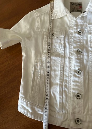 Düğmeli Beyaz Kısa Kollu Denim Ceket - Görsel 5