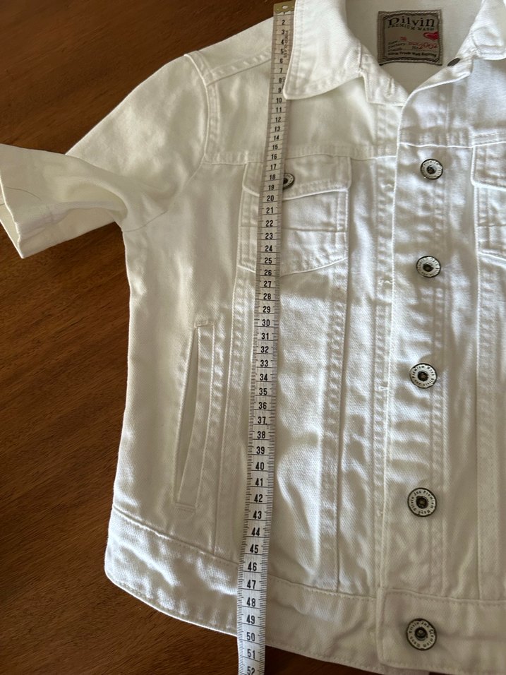 Düğmeli Beyaz Kısa Kollu Denim Ceket - Görsel 5