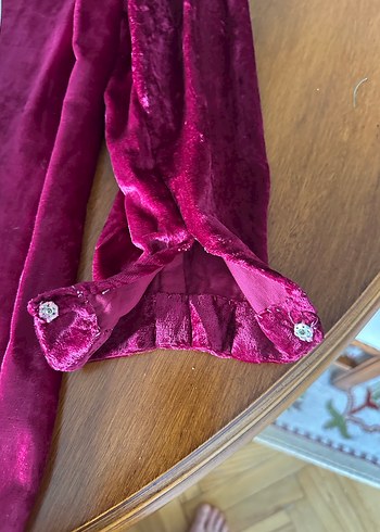 Bordo ince kadife Uzun Kollu  tunik - Görsel 6