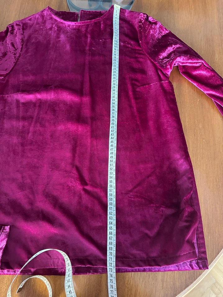 Bordo ince kadife Uzun Kollu  tunik - Görsel 4