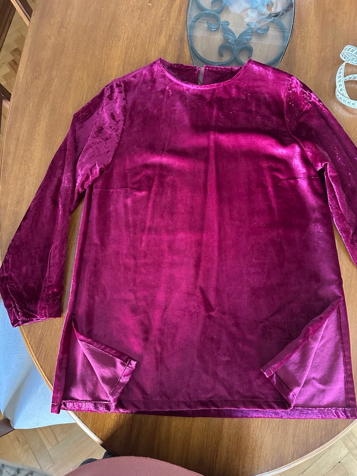 Bordo ince kadife Uzun Kollu  tunik - Görsel 3