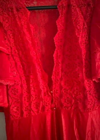 İpek saten dökümlü iç dış takım gecelik sıfır - Görsel 2