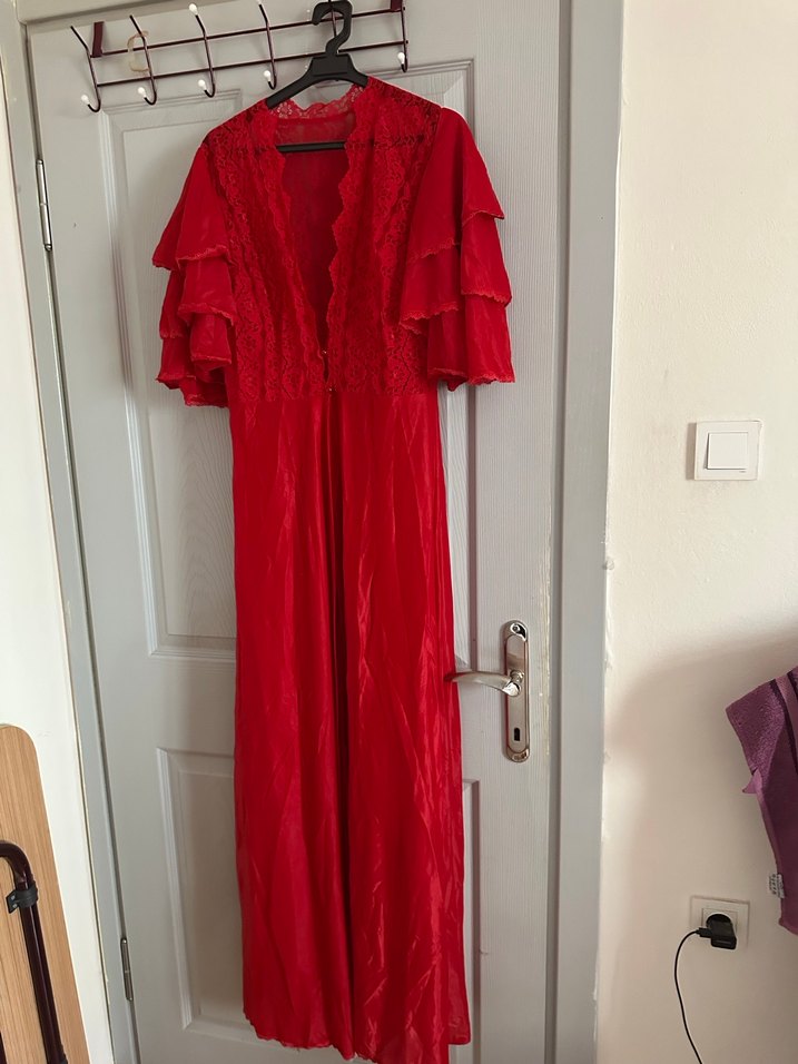 İpek saten dökümlü iç dış takım gecelik sıfır - Görsel 3