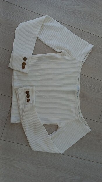 Bershka Beyaz Triko Bluz 