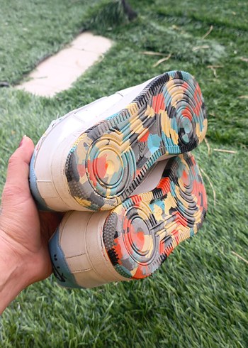 Renkli Bağcıklı Beyaz Kadın Spor Ayakkabısı - Görsel 4