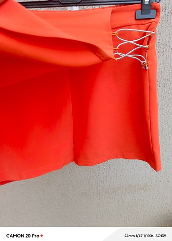 Turuncu Kemerli Mini Etek şort - Görsel 4