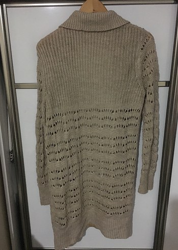 xl Beden Bej Örgü Kadın Hırka, Uzun Kollu, Salaş Kesim