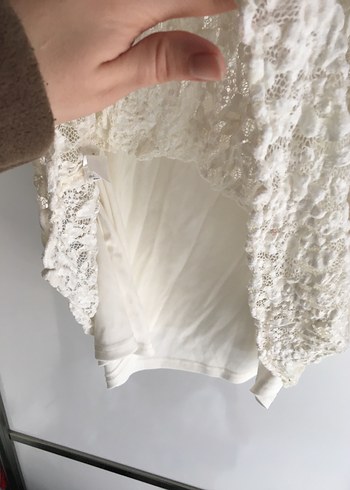 Dantel Detaylı Beyaz Kısa Kollu Kadın Bluz - Görsel 8
