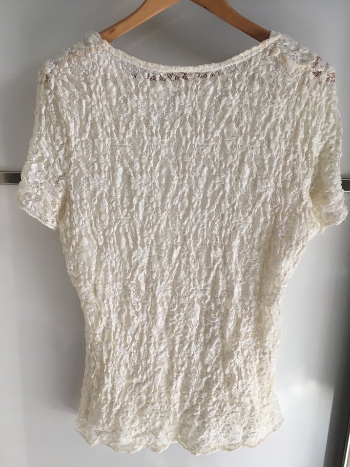 Dantel Detaylı Beyaz Kısa Kollu Kadın Bluz - Görsel 2